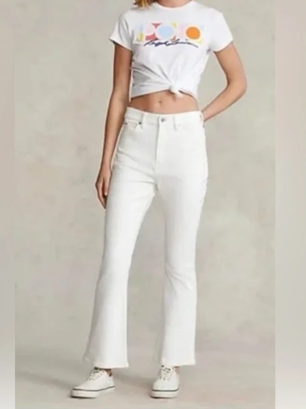 Polo Ralph Lauren Sharona White Cropped Flare Jeans